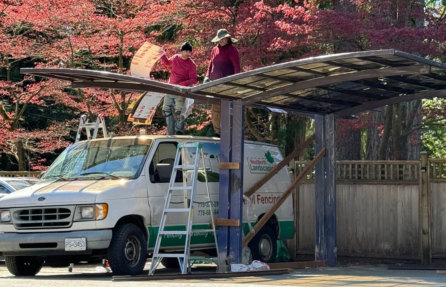 Modern Metal Carport with Decorative Driveway
